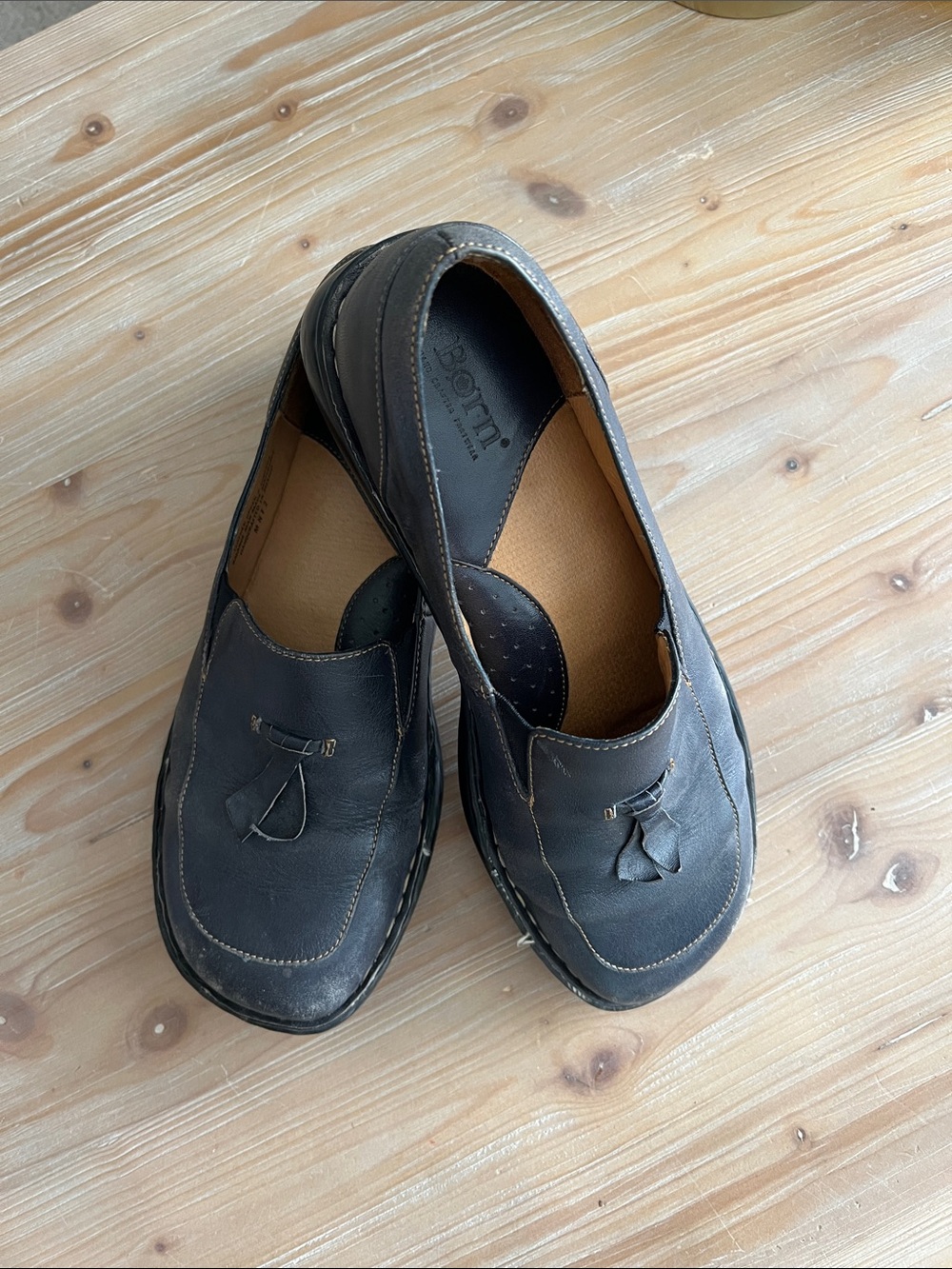 Born Women’s Navy Leather Tassel Slip-On Loafers